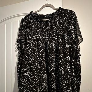 Torrid Black and White Polka Dot Ruffle Sleeve Blouse